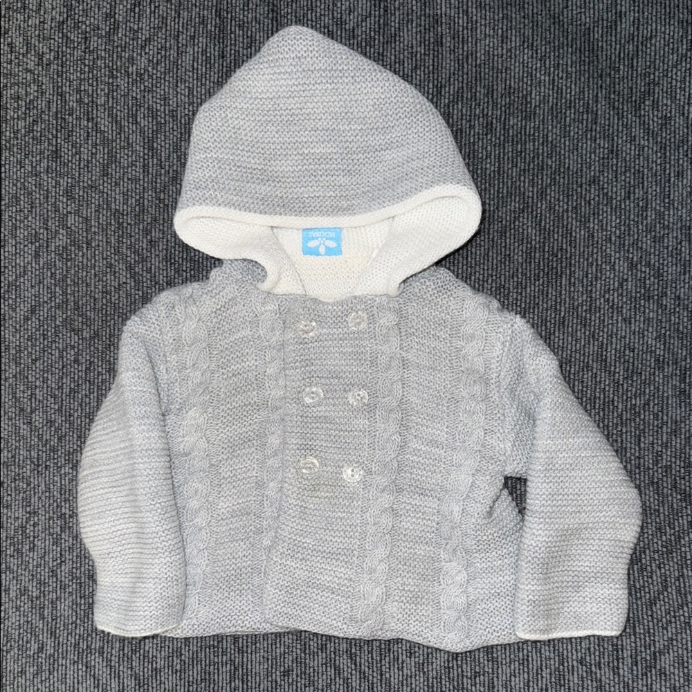 Sardon Gray Hooded Knit Baby Sweater
